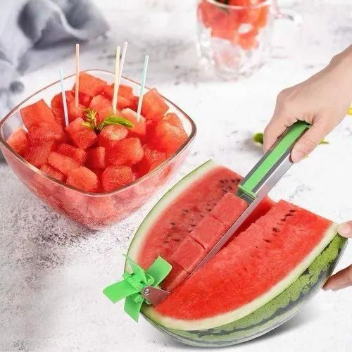 Multi Color Stainless Steel Watermelon Cutter Fruit Green Slicer,