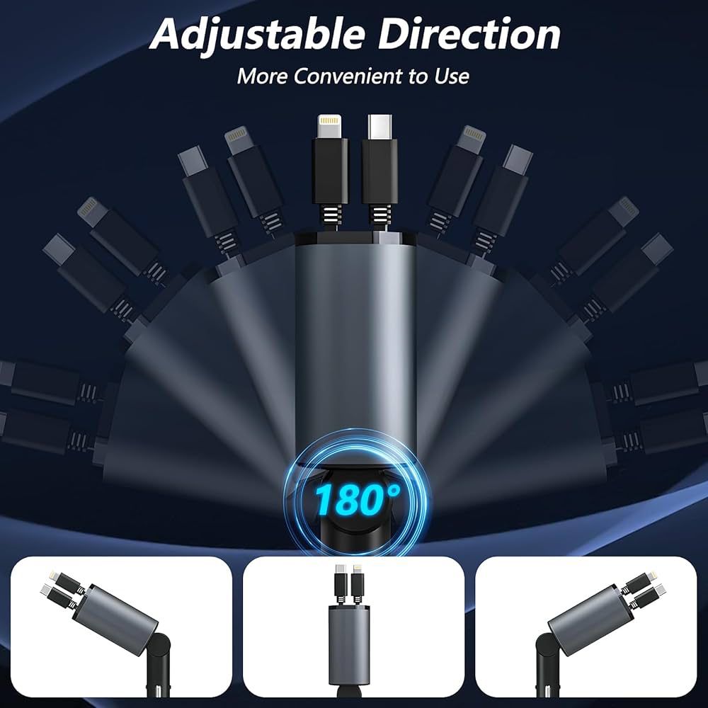 4-In-1 Retractable Car Charger-120W