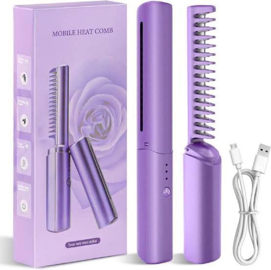 Cordless/Wireless Rechargeable Travel Comb Hair Straightener