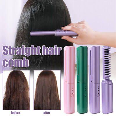 Cordless/Wireless Rechargeable Travel Comb Hair Straightener