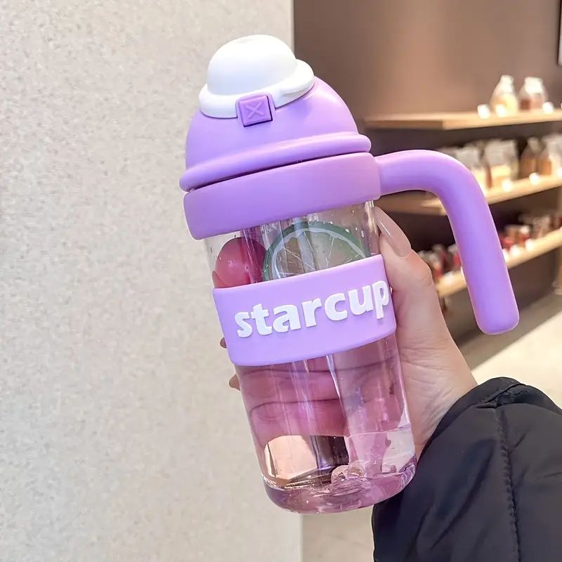 Tumbler Leakproof Water Cup, With Handle And Straw