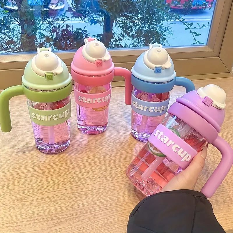 Tumbler Leakproof Water Cup, With Handle And Straw