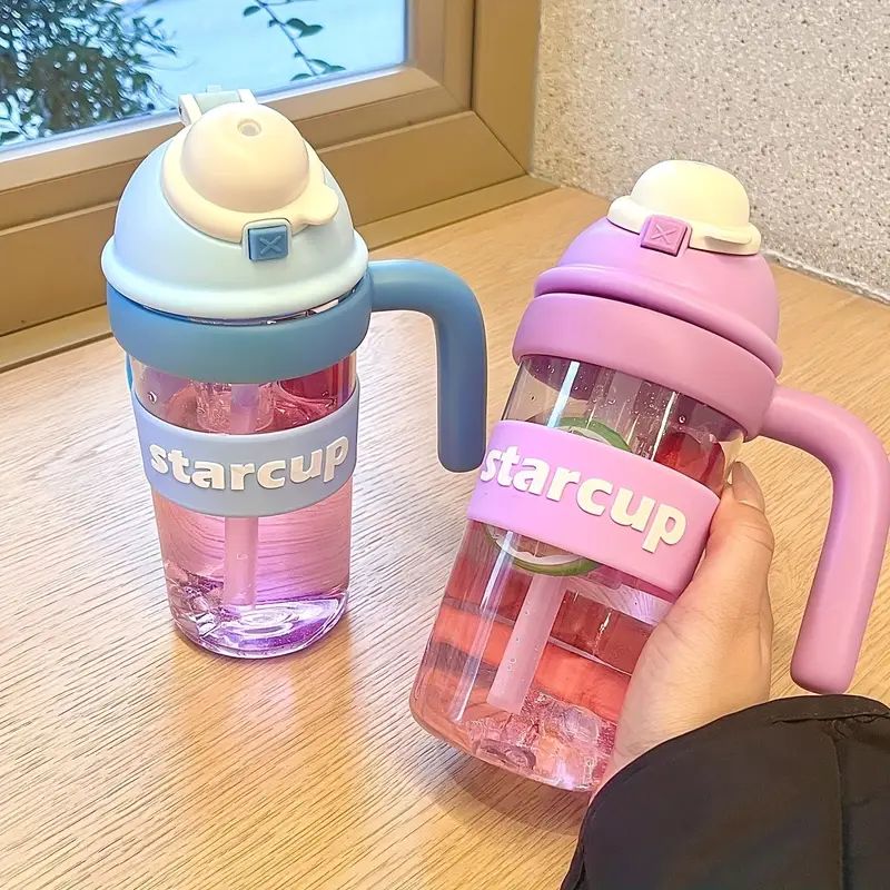 Tumbler Leakproof Water Cup, With Handle And Straw