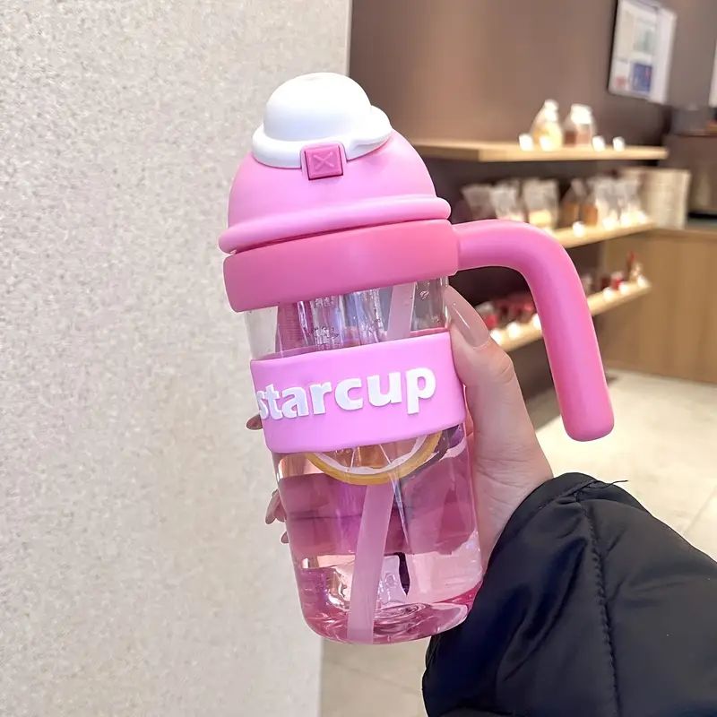 Tumbler Leakproof Water Cup, With Handle And Straw