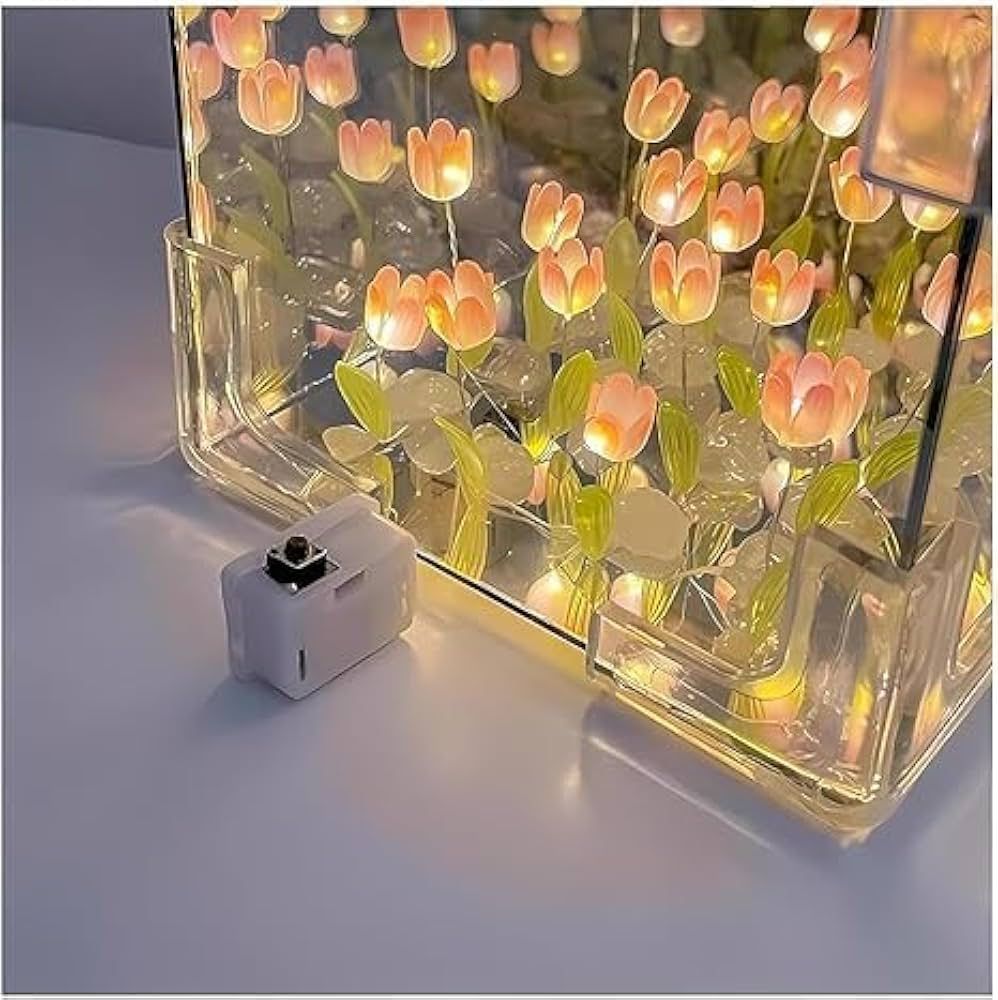 Artificial Tulips in Crystal Box