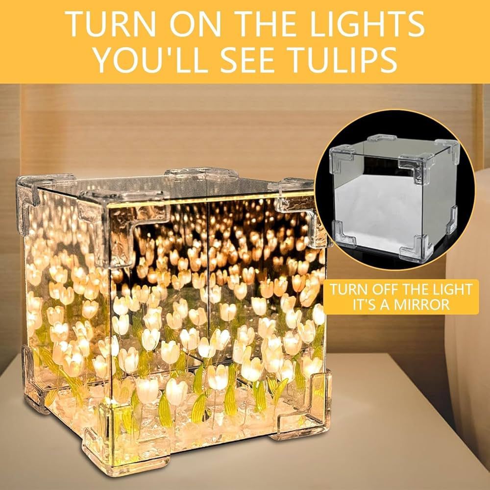 Artificial Tulips in Crystal Box