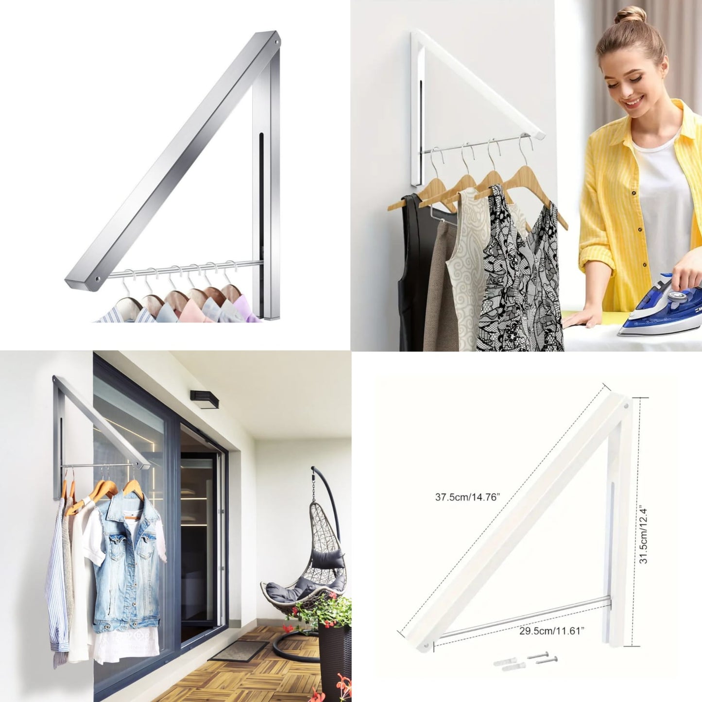 Wall Mount Adjustable Clothes Hanger Rack