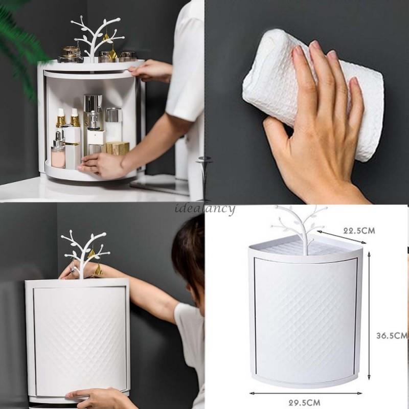 Single  layer Corner Cabinet For Washroom, Kitchen Walls Plastic 360° rotating