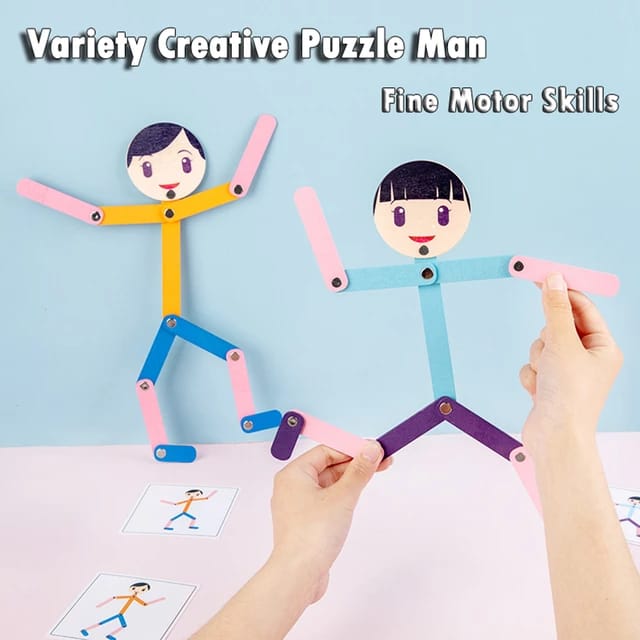 Wooden Flexible Man Puzzle – 48 Patterns