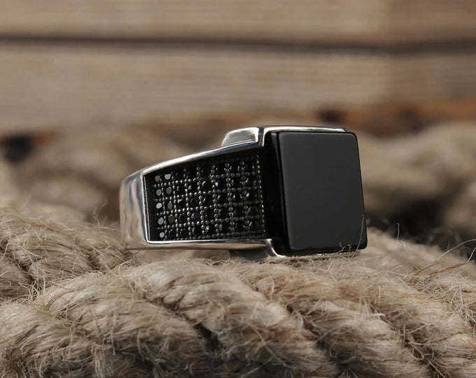 Timeless Black Square Onyx-925