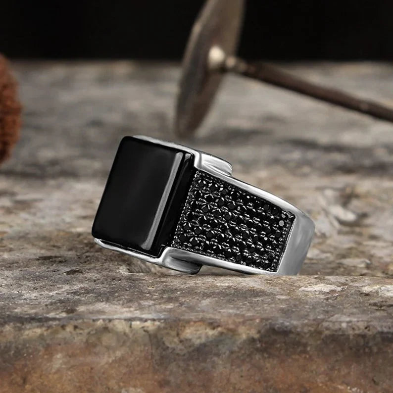Timeless Black Square Onyx-925
