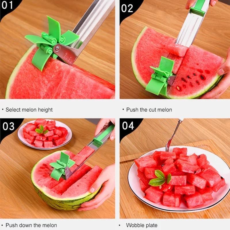Multi Color Stainless Steel Watermelon Cutter Fruit Green Slicer,