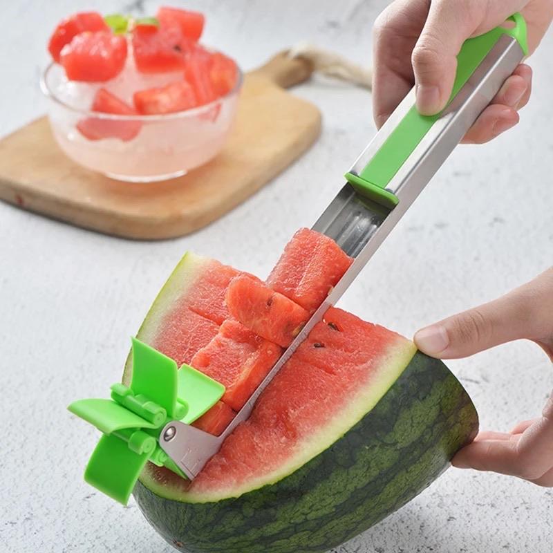 Multi Color Stainless Steel Watermelon Cutter Fruit Green Slicer,
