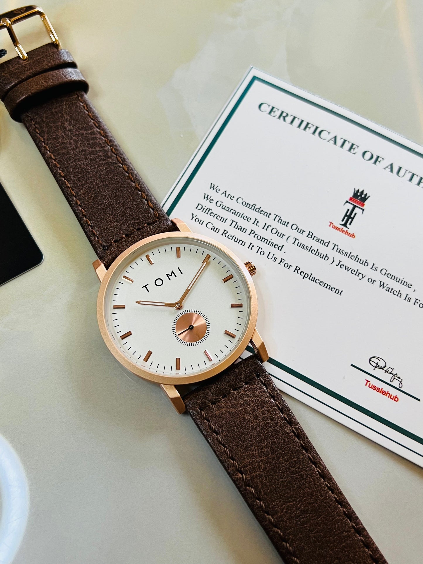 Tomi Down Second Dial Brown Watch