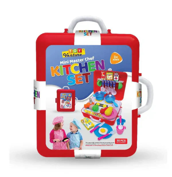2 in 1 Kitchen Set For Kids Portable Pretend Play Little Chef Set Toys For Kids With Suitcase Role Play Cooking Kitchen Set Kids Toys for Girls Kitchen Set For Unisex
