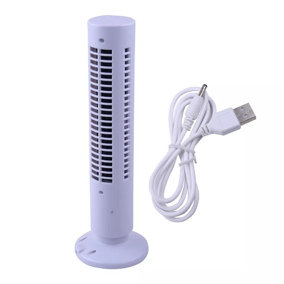 USB Vertical Mini Bladeless Tower Fan 2-Speed Desktop Cooler Air Conditioner