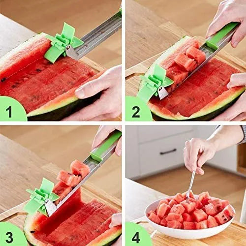 Multi Color Stainless Steel Watermelon Cutter Fruit Green Slicer,