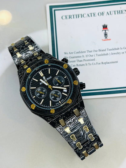 Calligraphic Dial Black AP Chronograph Watch