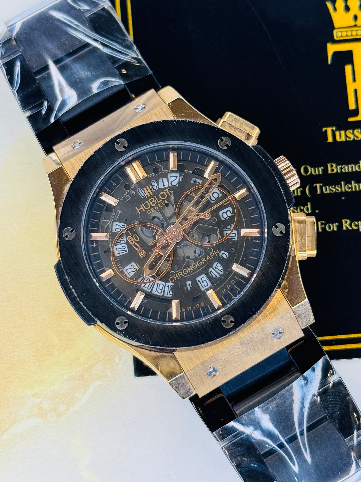 Minimal Copper Black Hologram Dial Super Clone Chronograph Hublot Watch