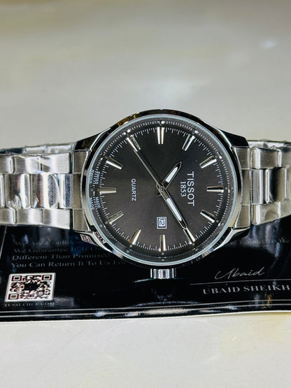 Pr100 Silver Black Round Tissot Watch