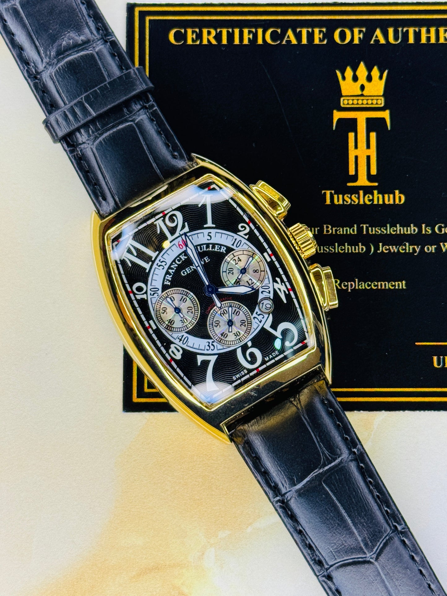 Frank Muller Black Gold Black Chronograph Dial Watch