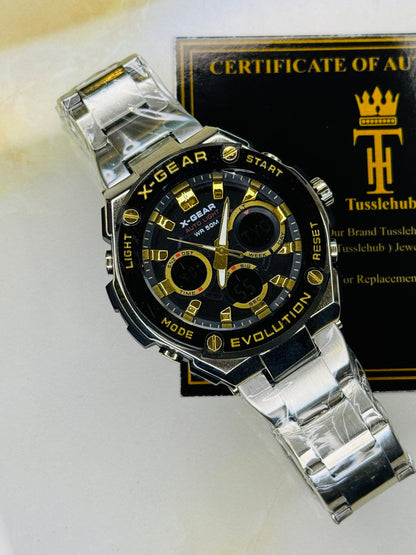 Silver Gold X-Gear Evolution Chain Straps Sports Watch