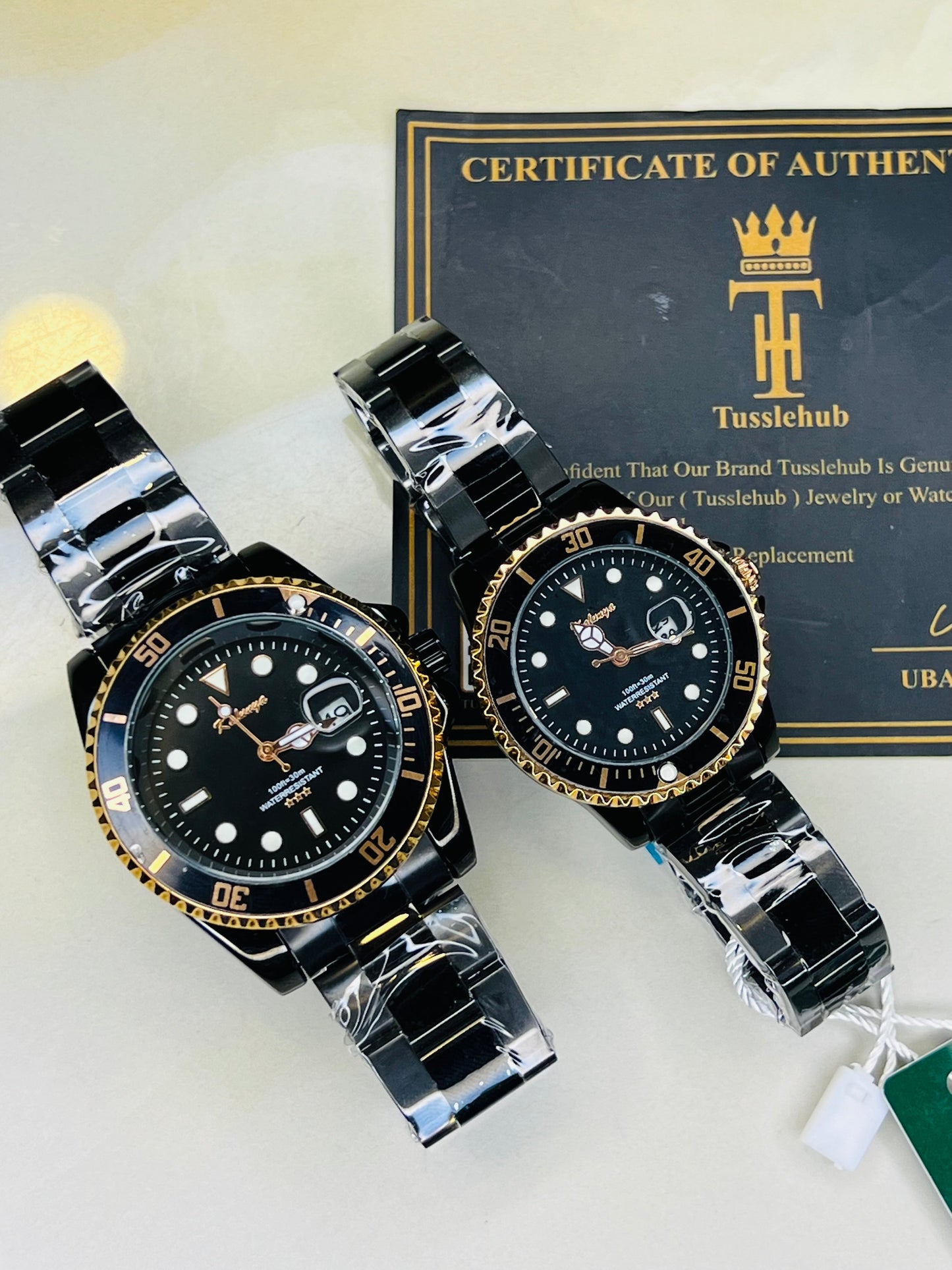 Kaluuya Black Rotating Bezel Couple Watches