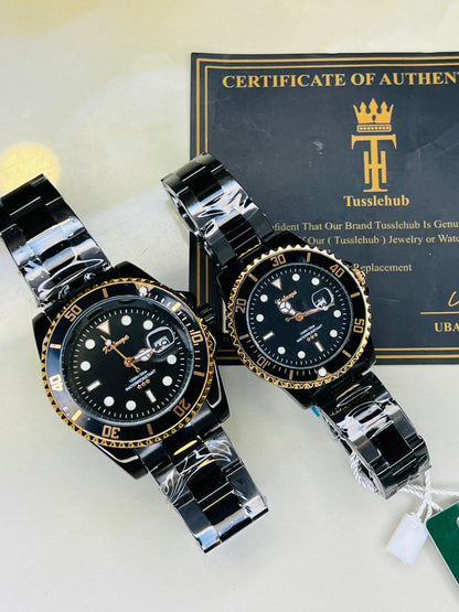 Kaluuya Black Rotating Bezel Couple Watches
