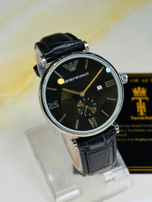Black Silver Black Emporio Down Second Watch