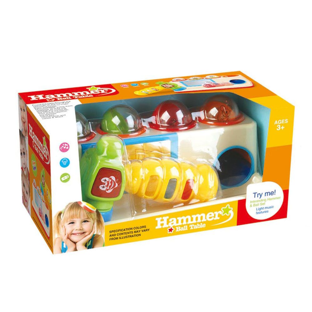 Hammer Ball Table With Light and Music Toy Game 1 Hammer And 4 Balls