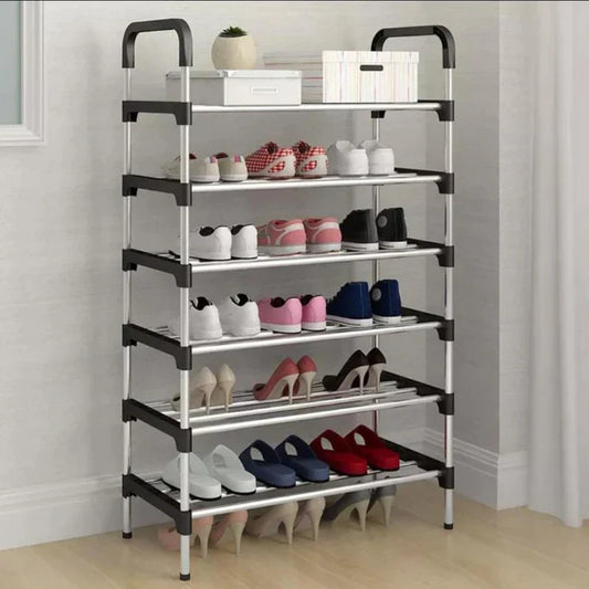 Classic Shoe Rack, Stainless Steel Multilayer Shoe Storage Shelf, Stackable Shoe Rack With Side Support, Easy, Shoe Organizer Holder