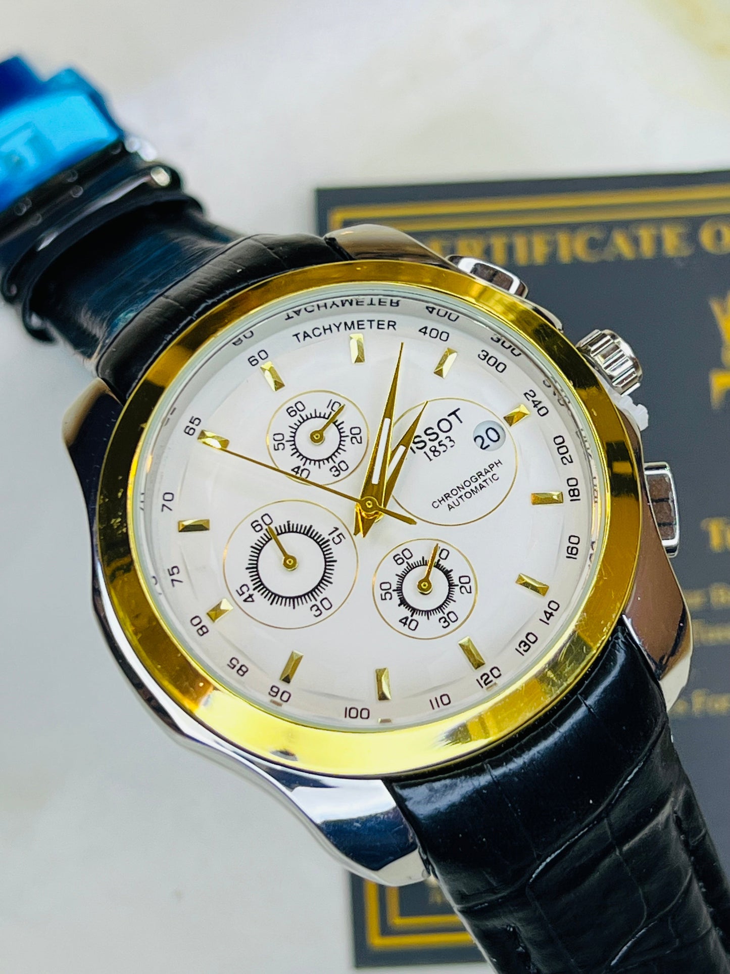 Black White Two Tone Tissot 1853  Special Edition Chronograph Watch
