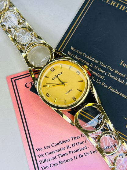 Gold Circle Bracelet Watch For Her
