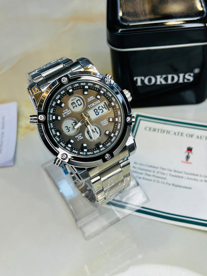 Silver Metal Digital Analogue Tokdis Watch