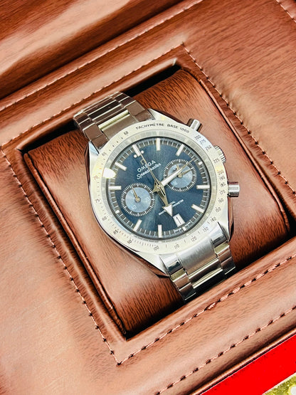 Speedmaster Aqua Dial Silver Automatic Master Clone Watch
