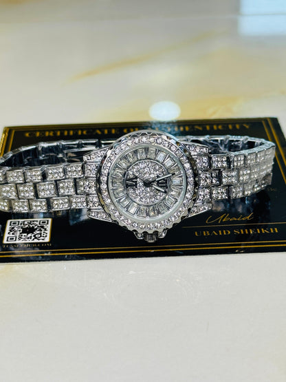Silver Odd Iced Out Watch For Her