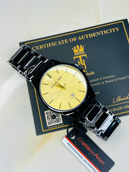 Cristiano Aillen Black Strapped Minimal Watch