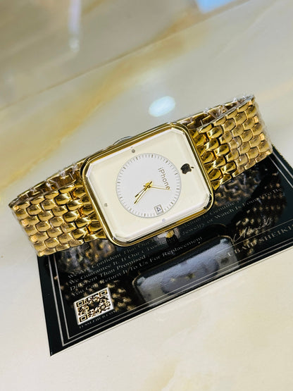 gold white apple seamer platinum watch