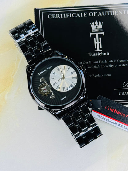 All Black Cristiano Aillen Spiral Gear Dial Watch