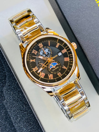 Two Tone Black Dial Binbond Watch