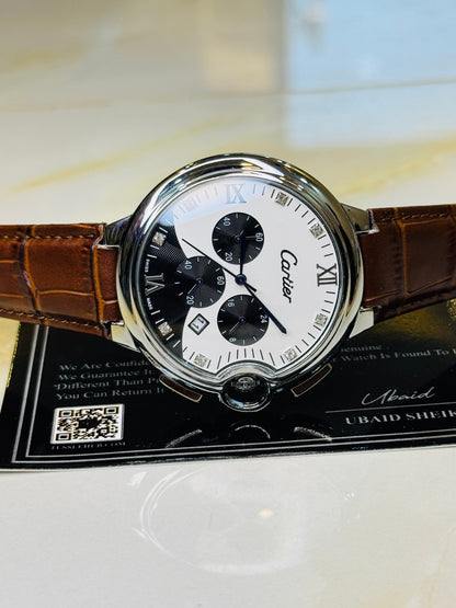 Brown Panda Cart*er Chronograph Dial Watch