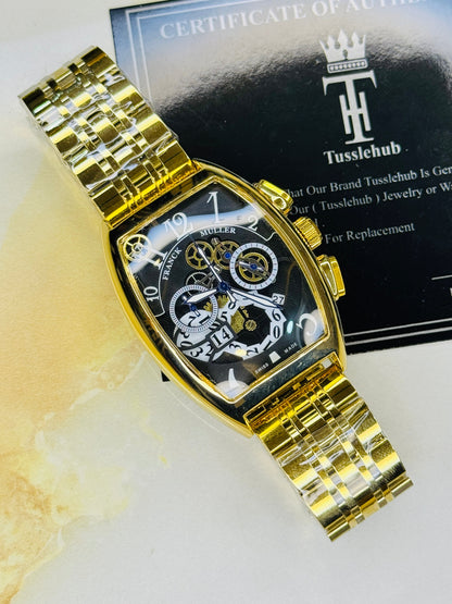 Chain Frank Muller Gold Black Chronograph Dial Watch