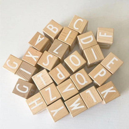 Wooden Montessori Alphabet Activity Blocks – 26 Cubes