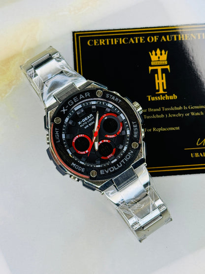 Silver Red X-Gear Evolution Chain Straps Sports Watch