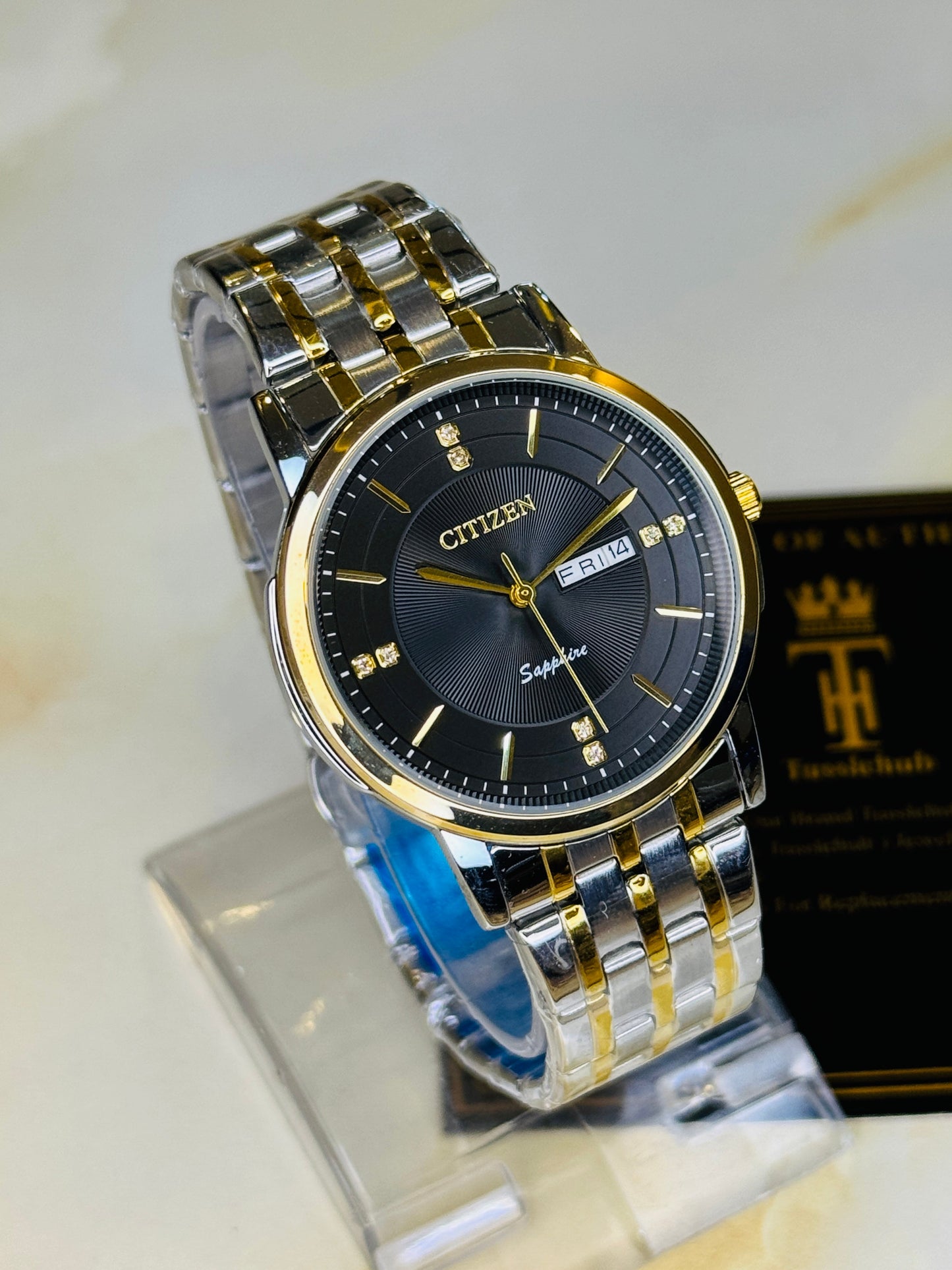 Two Tone Black Day Date Citizen Couple Watch