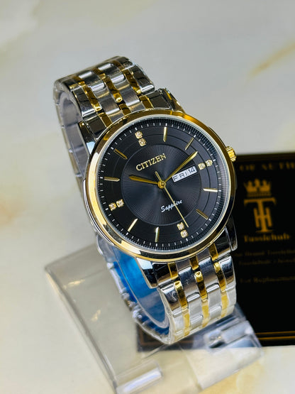 Two Tone Black Day Date Citizen Couple Watch