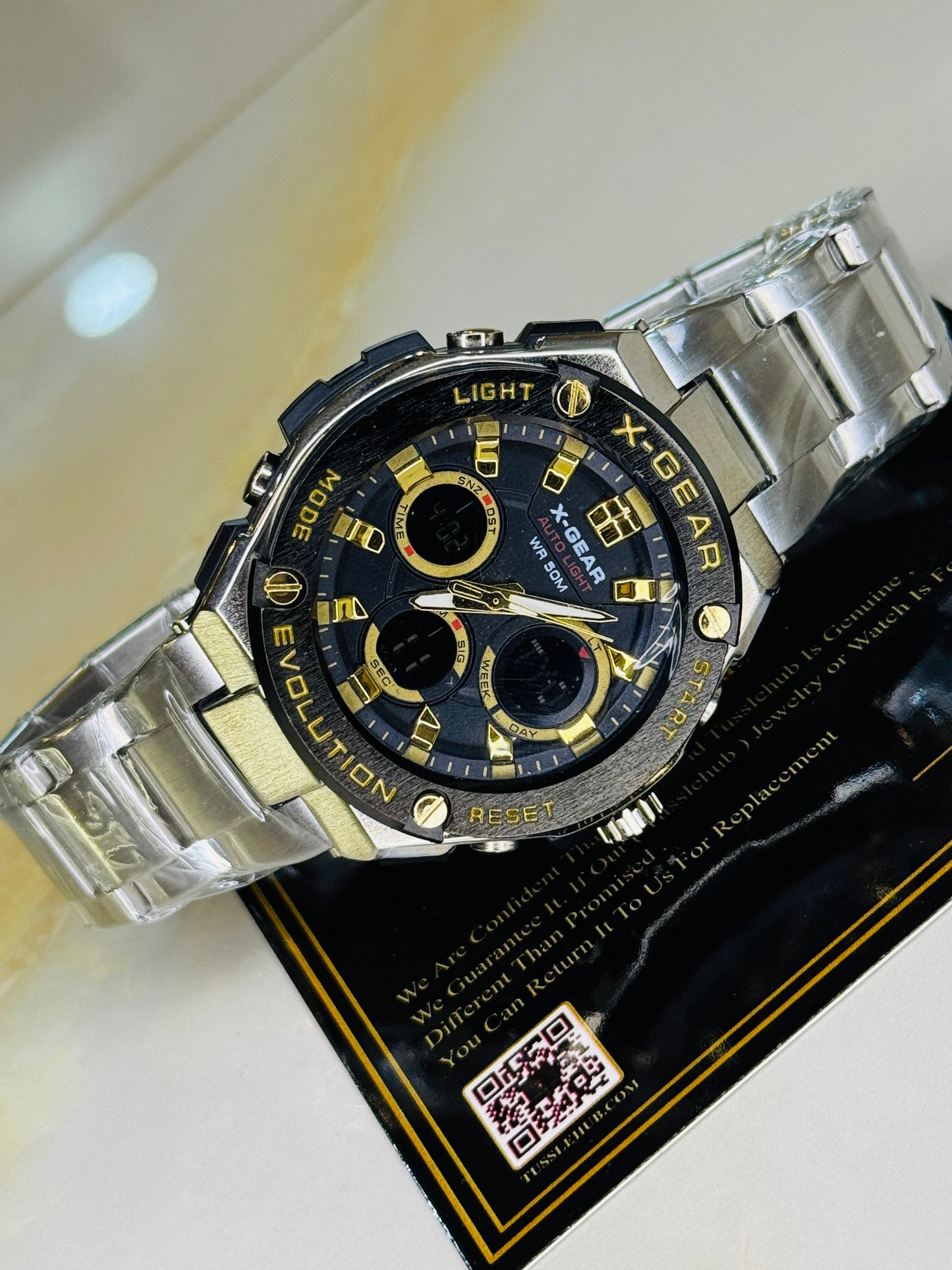Silver Gold X-Gear Evolution Chain Straps Sports Watch