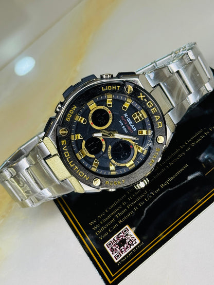 Silver Gold X-Gear Evolution Chain Straps Sports Watch
