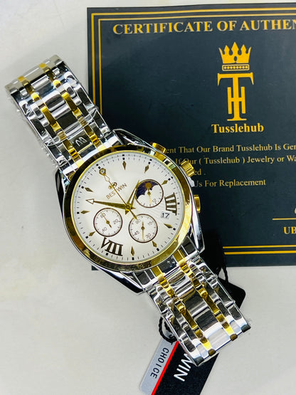 Bestwin Two Tone White Chronograph Watch