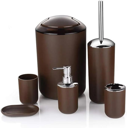Soap Dispenser Set Plastic Bathroom Accessories Sets Toilet Brush Soap Dish Toothpaste Dispenser Swing Lid Trash Washable for Bath Accessories